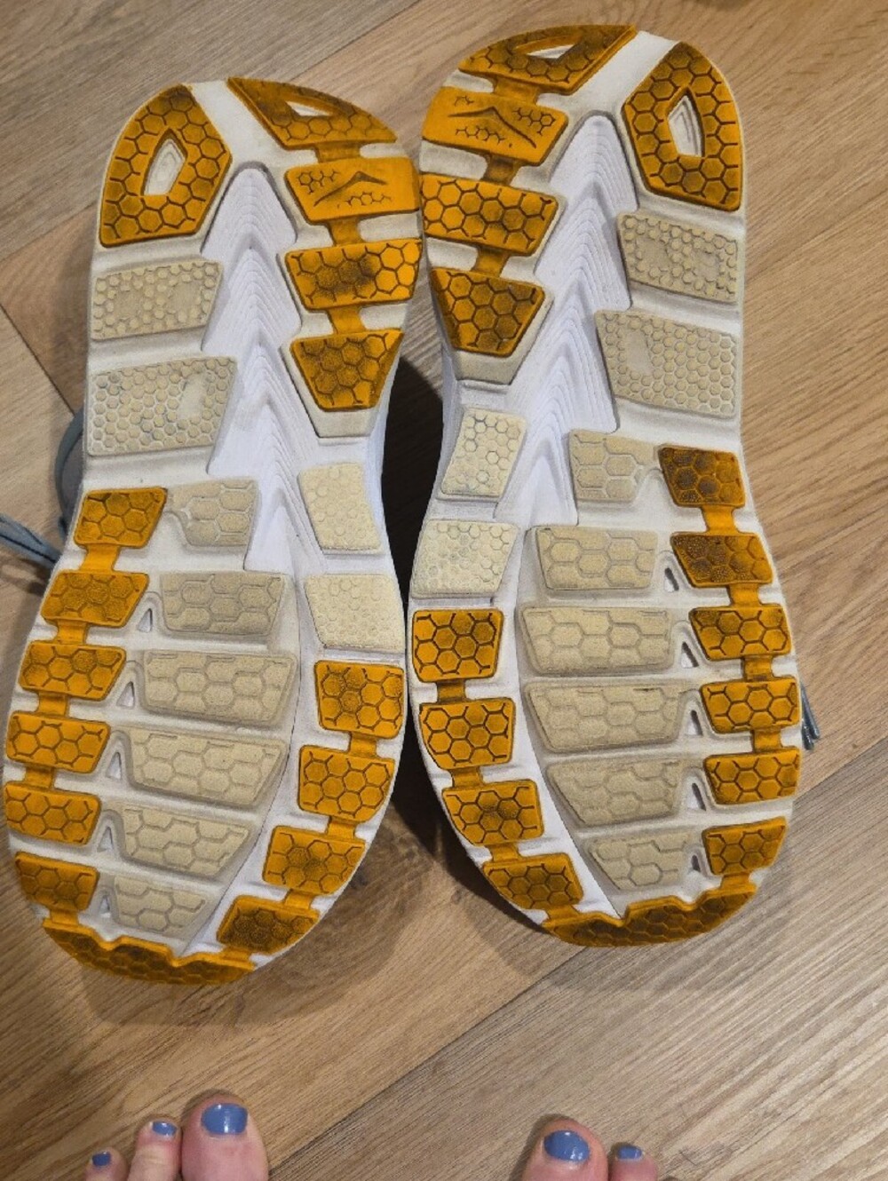 Hoka One One Gaviota 2 Light Gray Mesh Running Sneakers with Yellow Logo - Picture 5 of 8